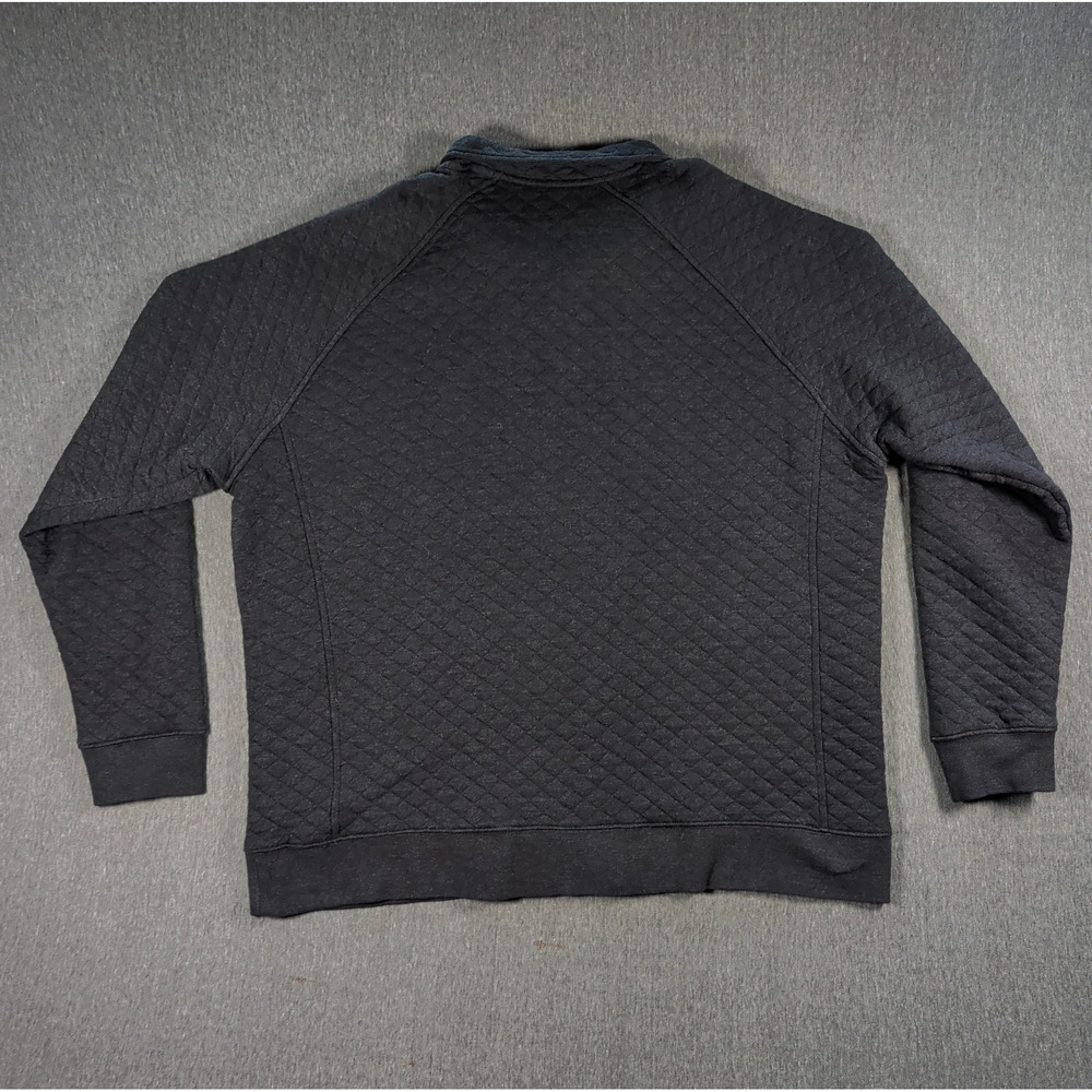 EDDIE BAUER Pullover 1/4 Snap Mock Quilted Black Sz XL Sweater Midweight EUC - Picture 2 of 8